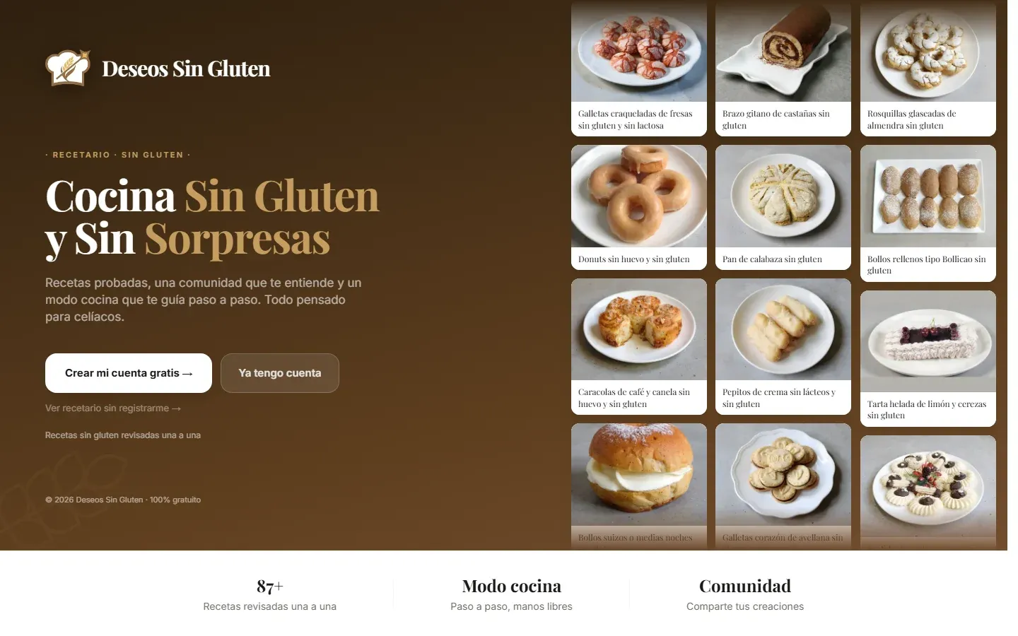Captura de la web de Deseos Sin Gluten en el ordenador